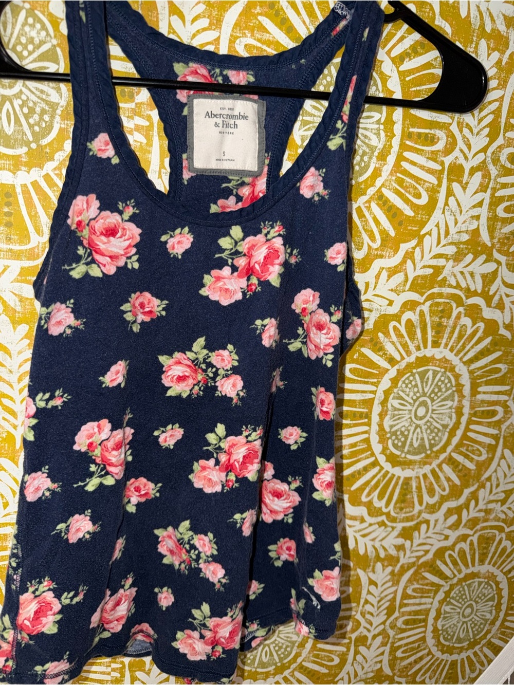 Y2K Abercrombie & Fitch Navy Floral Tank Top